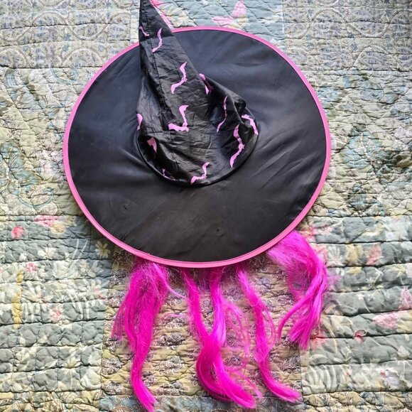 Bats Witch Hat with Attached Hair Halloween Costume Accessory Child One Size - Picture 2 of 5